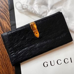 Authentic Gucci Ostrich Buckle Wallet